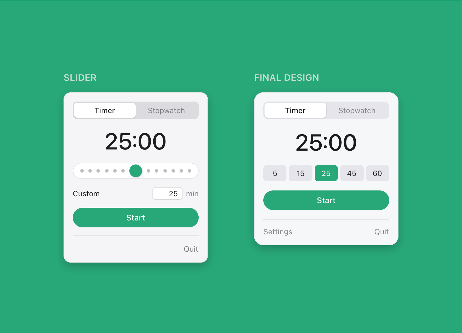 Slider vs. selector